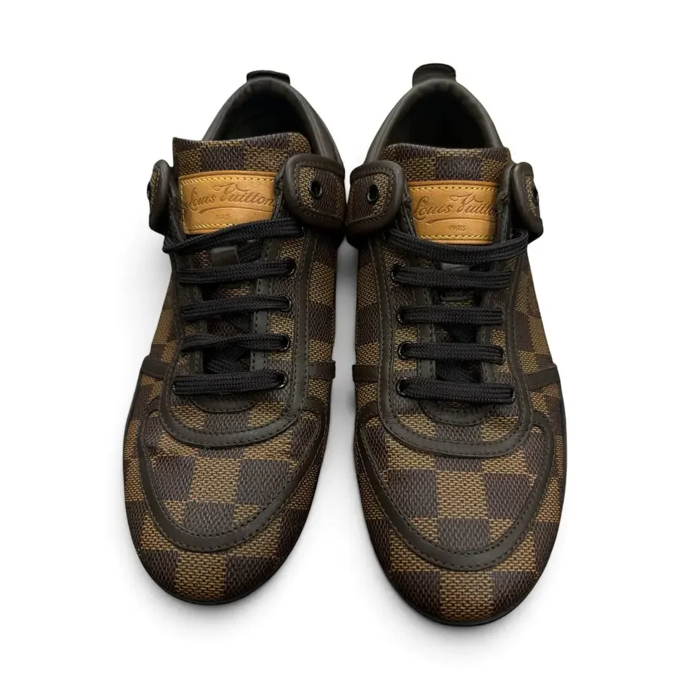 Louis Vuitton Women’s US 4.5/5 Damier Ebene Leather Canvas Low-Top Sneakers